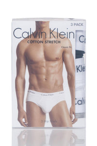 Mens 3 Pack Calvin Klein Cotton Stretch Hip Briefs