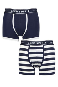 Mens 2 Pack Jeep Spirit Stripe Cotton Trunks