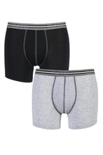 Load image into Gallery viewer, Mens 2 Pair Sloggi Match Cotton Shorts In Black and Grey
