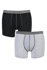 Mens 2 Pair Sloggi Match Cotton Shorts In Black and Grey