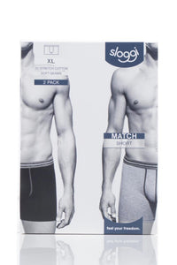 Mens 2 Pair Sloggi Match Cotton Shorts In Black and Grey