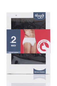 Mens 2 Pack Sloggi 24/7 Basic Natural Cotton Midi Briefs