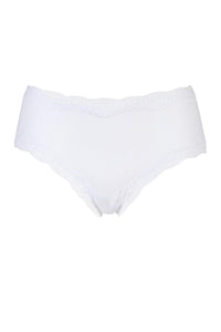 Ladies 1 Pair Kinky Knickers Simply Plain Classic Knicker with Nottingham Lace Trim In White