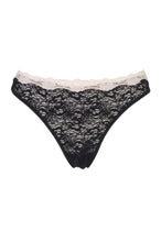 Load image into Gallery viewer, Ladies 1 Pair Kinky Knickers Nottingham Lace Thong In Black and Oyster
