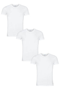 Mens 3 Pack Ralph Lauren Plain Cotton Stretch Crew Neck T-shirts