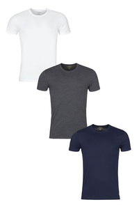 Mens 3 Pack Ralph Lauren Plain Cotton Stretch Crew Neck T-shirts