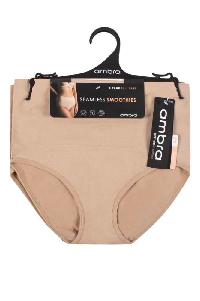 Ladies 2 Pack Ambra Seamless Smoothies Full Brief Underwear –