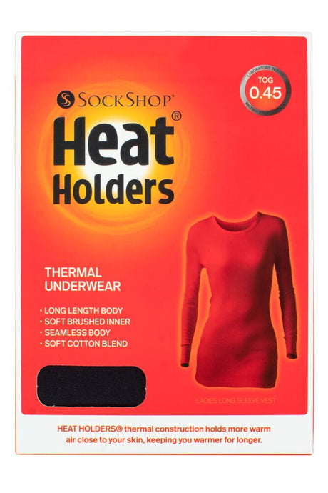 Heat Holders - Ladies Cotton Thermal Underwear Sleeveless Vest - Black