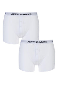 Mens 2 Pack Jeff Banks Plymouth Button Cotton Boxer Shorts