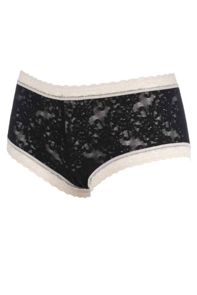 Ladies 1 Pair Kinky Knickers Black And Ivory Handmade In The UK Straight Lace Trim Knickers