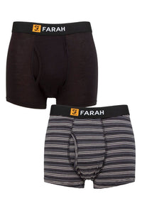 Mens 2 Pack Farah Classic Striped and Plain Bamboo Keyhole Trunks