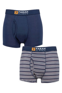 Mens 2 Pack Farah Classic Striped and Plain Bamboo Keyhole Trunks