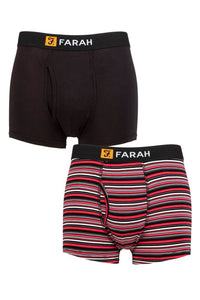 Mens 2 Pack Farah Classic Striped and Plain Bamboo Keyhole Trunks