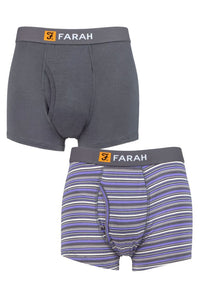 Mens 2 Pack Farah Classic Striped and Plain Bamboo Keyhole Trunks