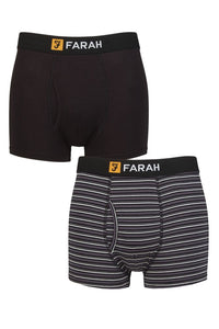 Mens 2 Pack Farah Classic Striped and Plain Bamboo Keyhole Trunks