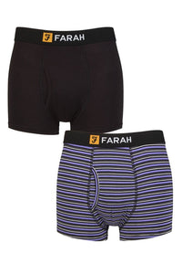 Mens 2 Pack Farah Classic Striped and Plain Bamboo Keyhole Trunks