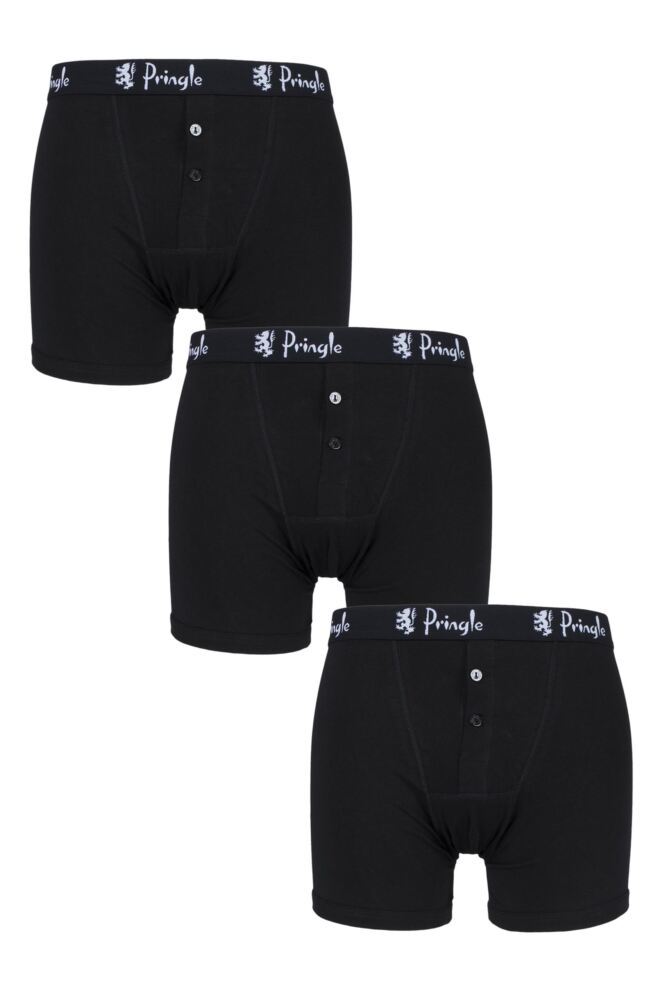 Mens 3 Pack Pringle Button Front Cotton Boxer Shorts