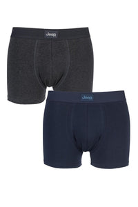 Mens 2 Pack Jeep Cotton Plain Fitted Hipster Trunks