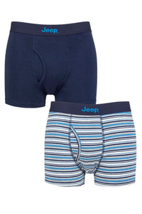 Mens 2 Pack Jeep Plain and Striped Cotton Keyhole Trunks