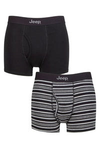 Mens 2 Pack Jeep Plain and Striped Cotton Keyhole Trunks