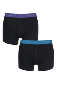 Mens 2 Pack Jeff Banks Plymouth Button Cotton Boxer Shorts