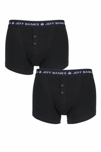 Mens 2 Pack Jeff Banks Plymouth Button Cotton Boxer Shorts